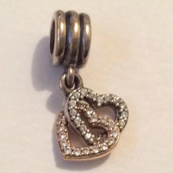 Pandora two tone dangling hearts charm - Picture 4 of 4